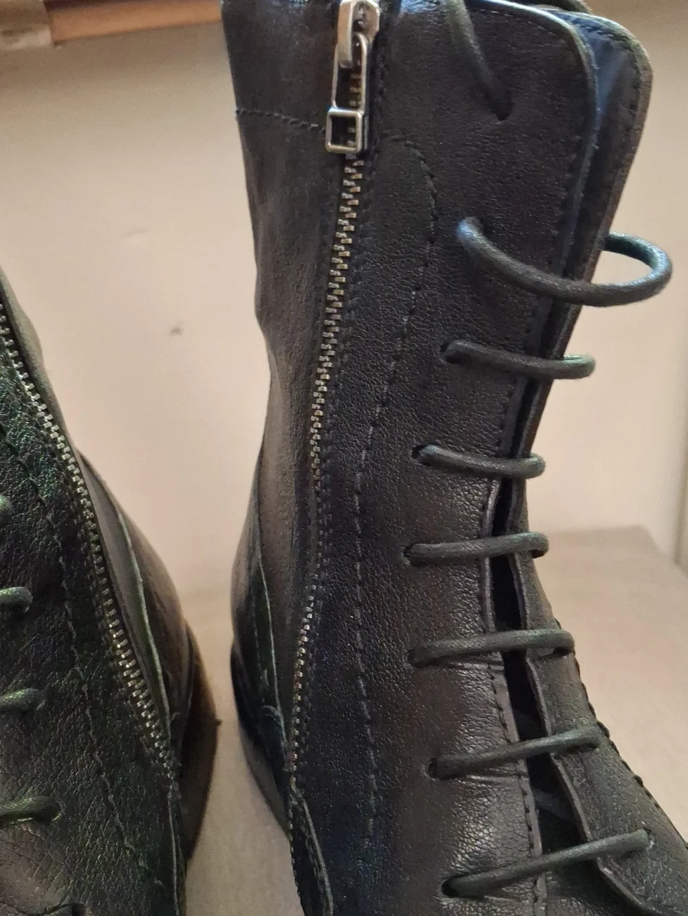 Untamed Street Sliane Black Men's Lace-Up Leather Boots with Side Zip_1